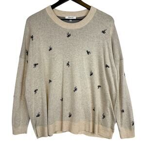 Madewell Bow Print Knit Sweater Cream - Plus Size 1X